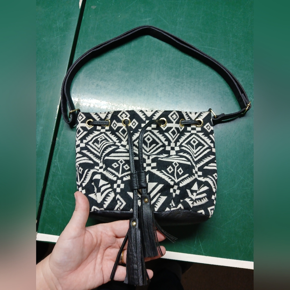 Black and White Patterned Women's Bag